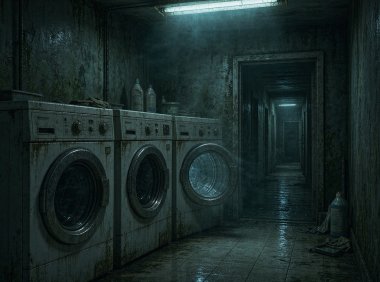 最里面那台洗衣机,玻璃门里什么都没有